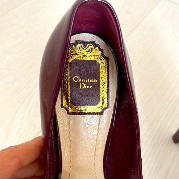 Dior Patent Open Toe Pumps w Platform - Picture 3 of 9